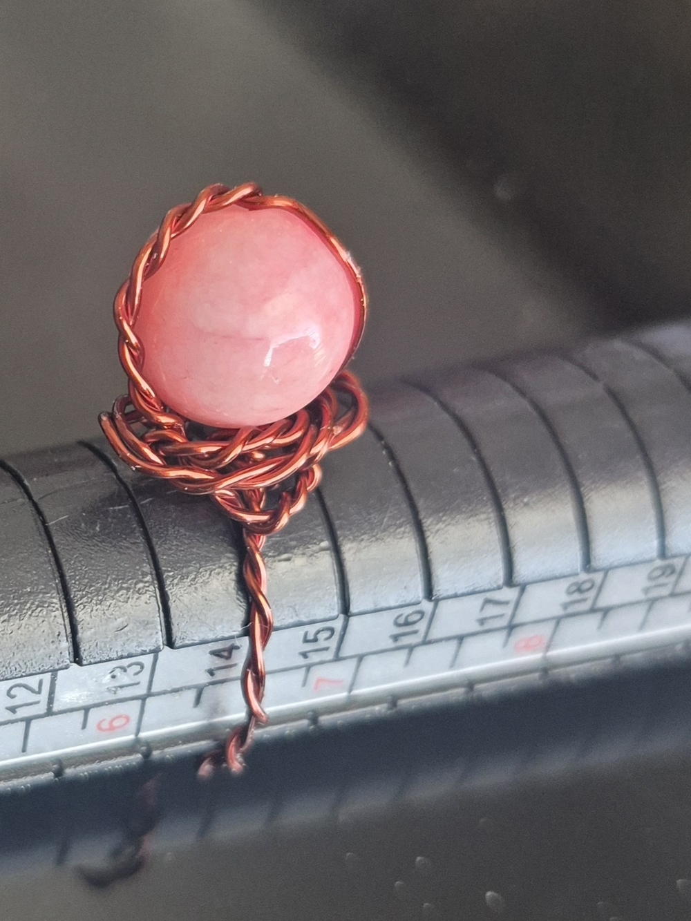 Handmade Natural Pink Jade Vintage Copper Ring! - Picture 5 of 7